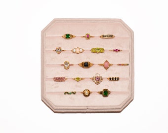 Pastel Pink Velvet Rings Display