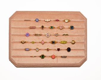 Large Peach Velvet Ring Display