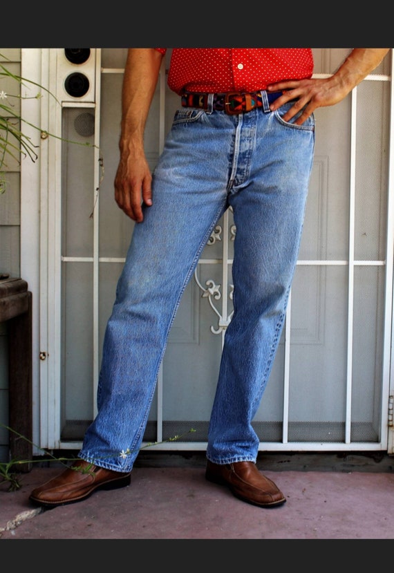 Levis 501 Blue Denim Vintage High Waist Jean 33/30 | Etsy Hong Kong