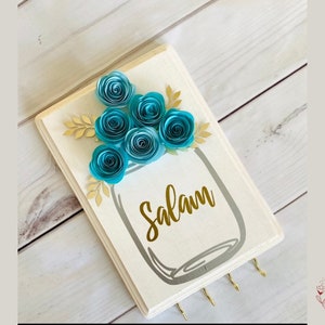 Salam Key holder, islamic wood sign, custom key hanger, islamic gift, Islamic decor