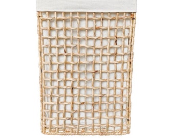 ANBEZT –L'ourson A - Rectangular foldable laundry basket in natural fiber with closed lid | Capacity 70 liters | Height 60 cm