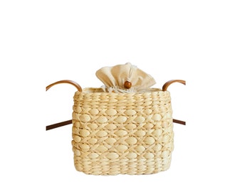 Le petit bodon - Round women's straw bag, handmade, shoulder summer bag, beach bag, women's summer bag, a gift idea.