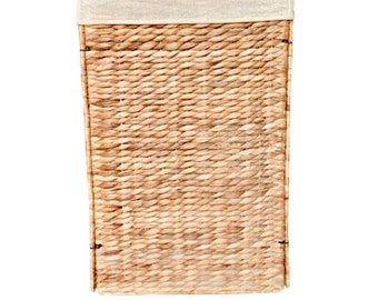 ANBEZT - Pooh C - Natural fiber foldable rectangular laundry basket with closed lid | 70-litre | capacity Height 60 cm