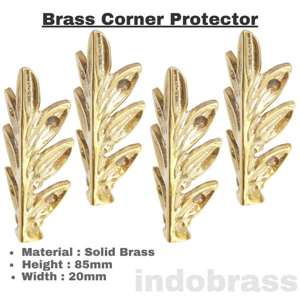 Set of Vintage Solid Brass Olive leaf Box Corner Protector Decor Shelf Cabinet Hardware Beautifull Home Decor