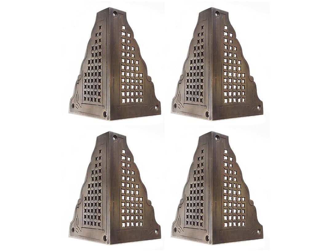 4.4 SET of Solid Brass Decorative Corner Plate Protector / Brass Corner