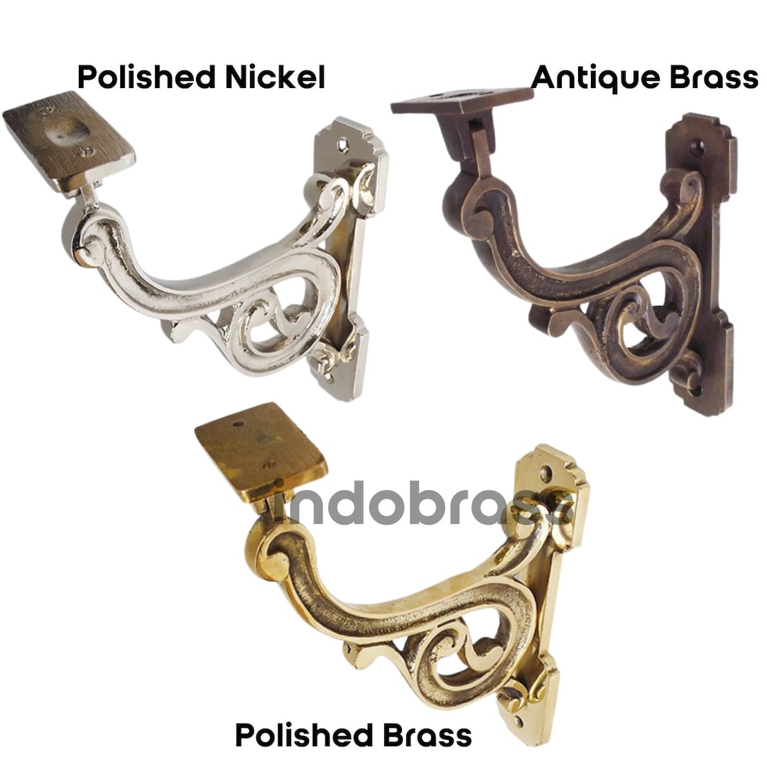7 Stair Rail Bracket Antique Polished Brass Finishing Victorian Hand Rail Bracket Adjustable Etsy