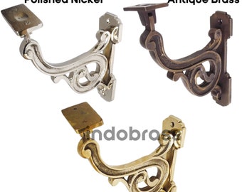 7" Stair Rail Bracket Antique Polished Brass Finishing Victorian Hand Rail Bracket Adjustable