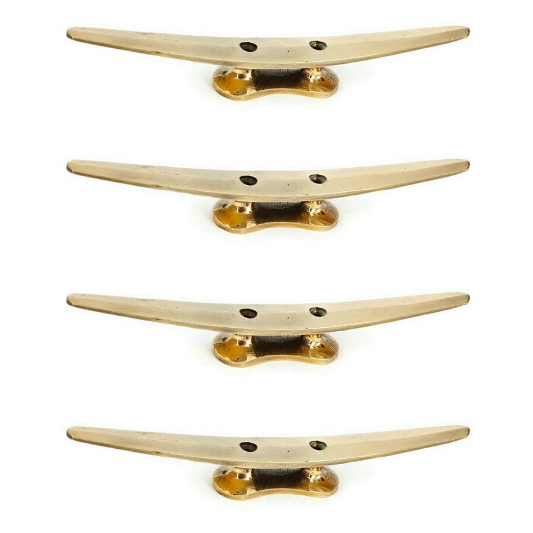 5.51 Lot 4 Pcs Solid Brass Boat Cleats Hooks Retro Brass Nautical Boat