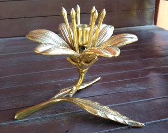 Lotus Flowers Brass Candle Holder