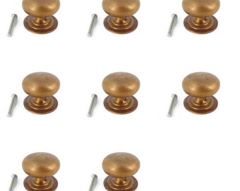 Lot of 8 pieces 1.1/4" Diameter 32mm knobs handle bolt fix kitchen cabinets wardrobe drawers solid heavy brass vintage style