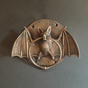 Amazing Solid Brass Door Knocker Bat Wings Ring Heavy 17cm Pull Handle banger grab hand made 7" inches handle