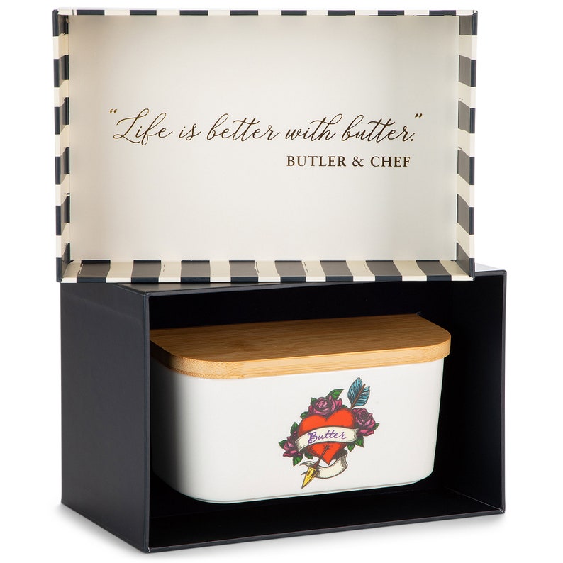 Large Butter Dish With Lid Porcelain Butter Keeper For Counter Etsy