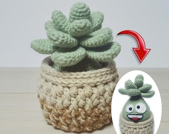 かぎ針編みの植物パターンセット: あみぐるみ、多肉植物、つる