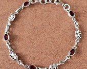 Garnet Bracelet, January Birthstone Bracelet, Bracelets for Women, Mothers Day Gift for Mom, Delicate Bracelet Silver, Garnet Jewelry