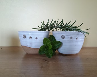 Ceramic bowl herb stripper Handmade cornish pottery