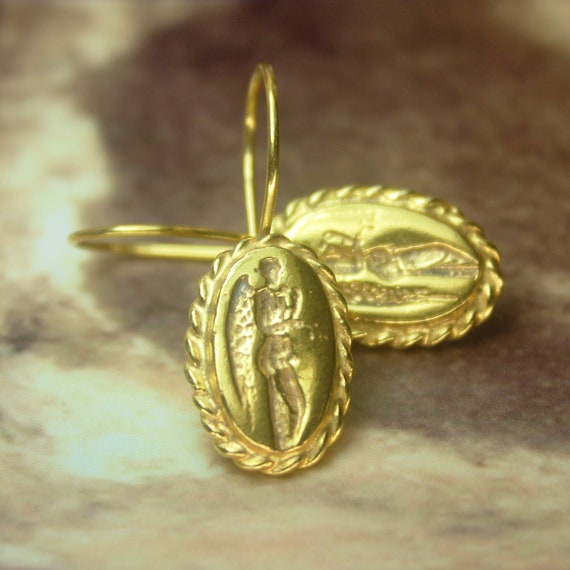 Details about Handmade Bronze Intaglio Earring 18K Gold Over 925K Sterling Silver Details about Handmade Bronze Intaglio Earring 18K Gold Over 925K Sterling Silver