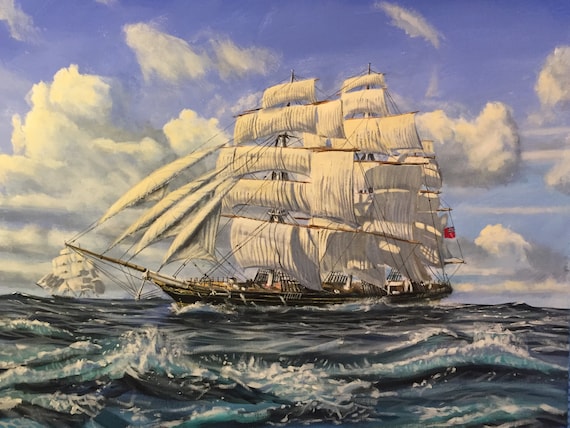 La gran carrera. Termopilas y Cutty Sark. Arte marino. Vela clasica. Cortapelos para te. Etsy Espana