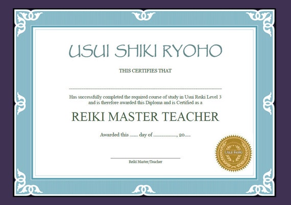 Reiki Certificate Template