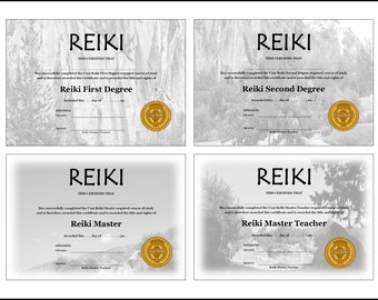 32 Reiki Certificate Templates Printable PDF | Reiki Level 1 2 3 Master Teacher Certificates | Ready to Print Certification Bundle