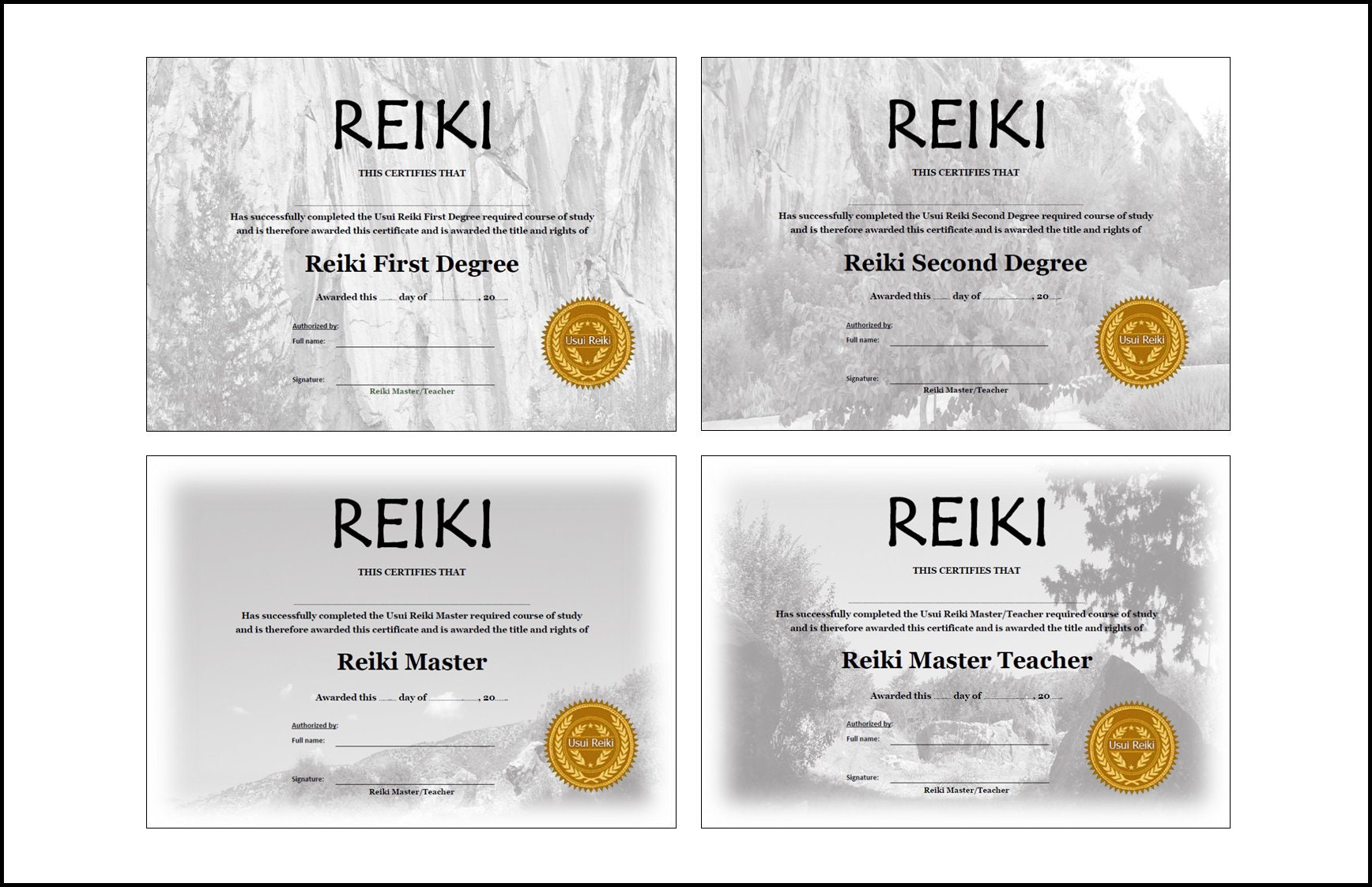 Reiki Certificate Templates