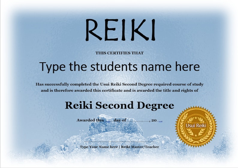 Editable Reiki Certificate Templates - 32 X Reiki Level 1, 2, Master ...