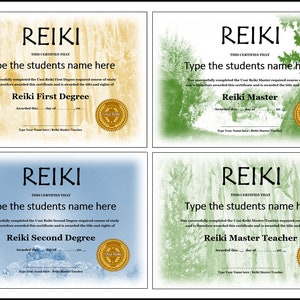 128 Editable Reiki Certificate Templates for Reiki Level 1, 2, Master ...