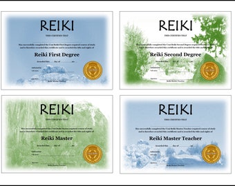 32 x Reiki Certificate templates - Professionally designed and Ready to Print