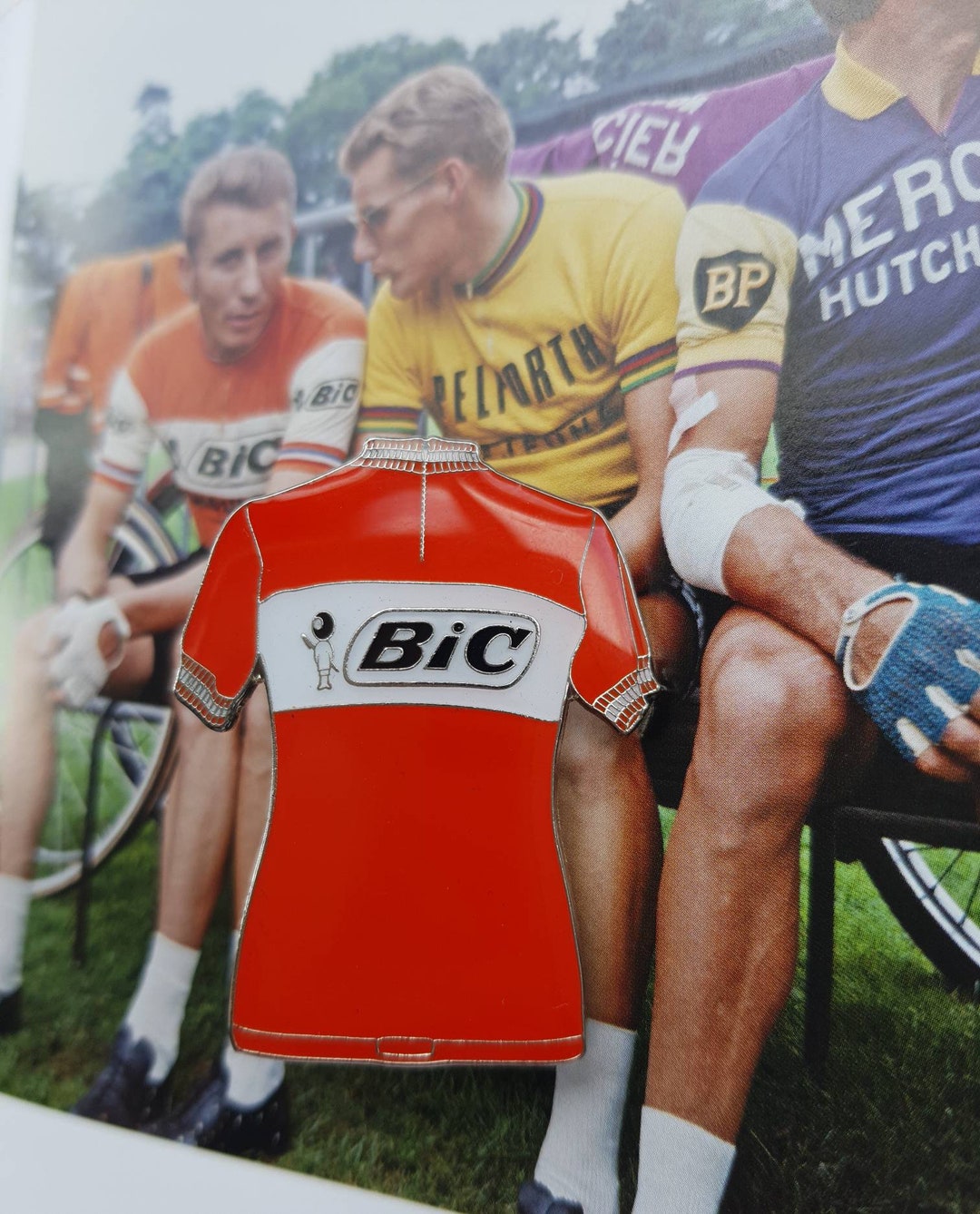 Bic Classic Cycling Jersey Pin Badge Jacques Anquetil and Luis Ocana Etsy UK