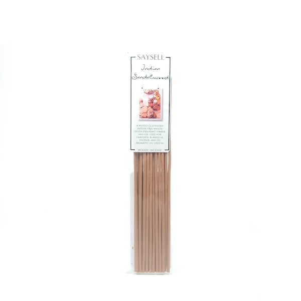 Indian Sandalwood Woody 8" Incense Sticks Agarbatti Long Burning x 20 by Saysell