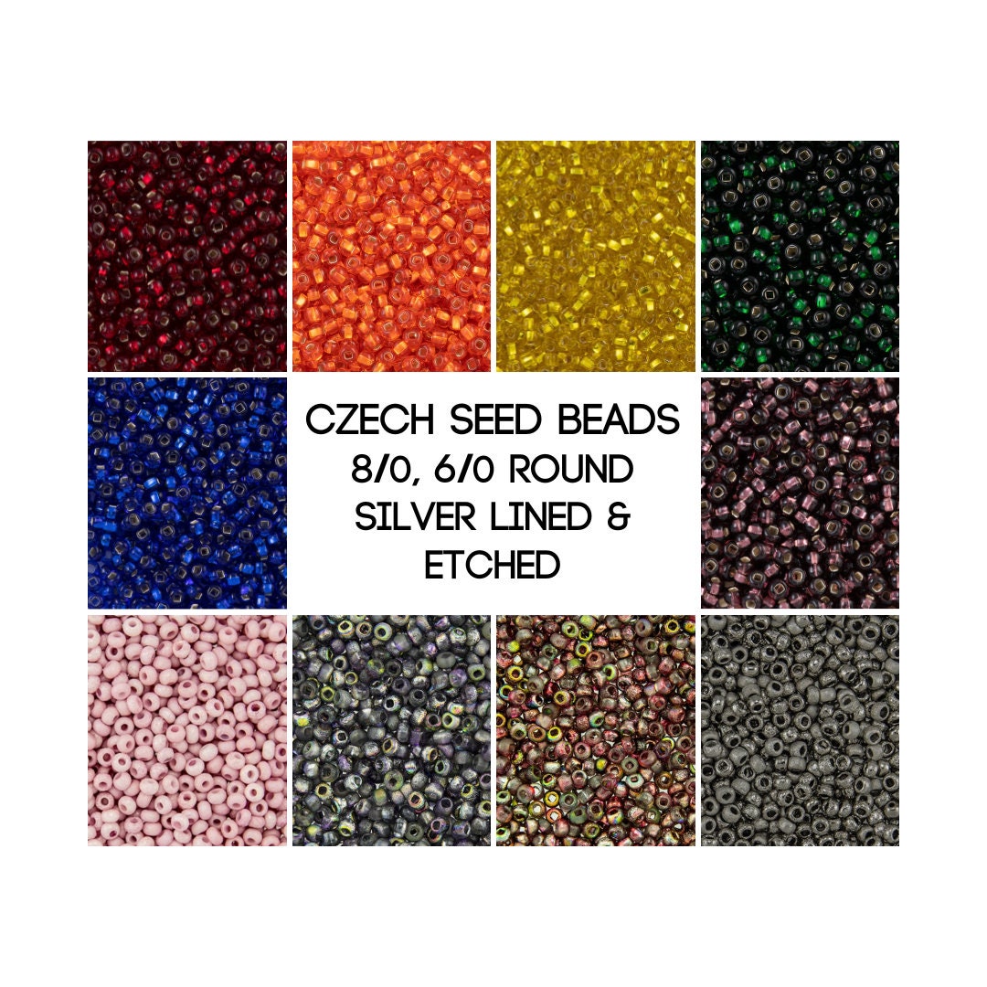 12/0 8/0 6/0 Assorted Color Lined Clear Seed Beads 2mm 3mm 4mm