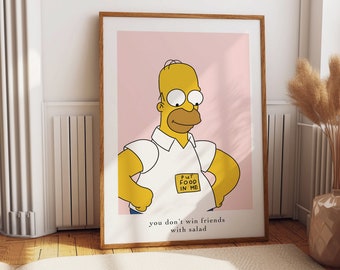 Homer Simpson Donut Print: Funny Kitchen TV Show Art