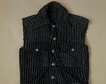 Vintage Kantha Quilt Vest / Sleeveless Shirt