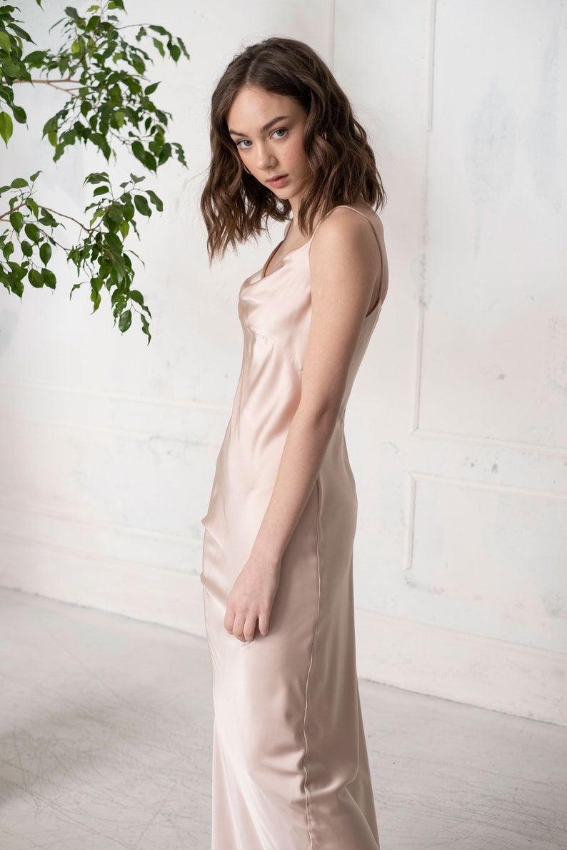 champagne slip dress long