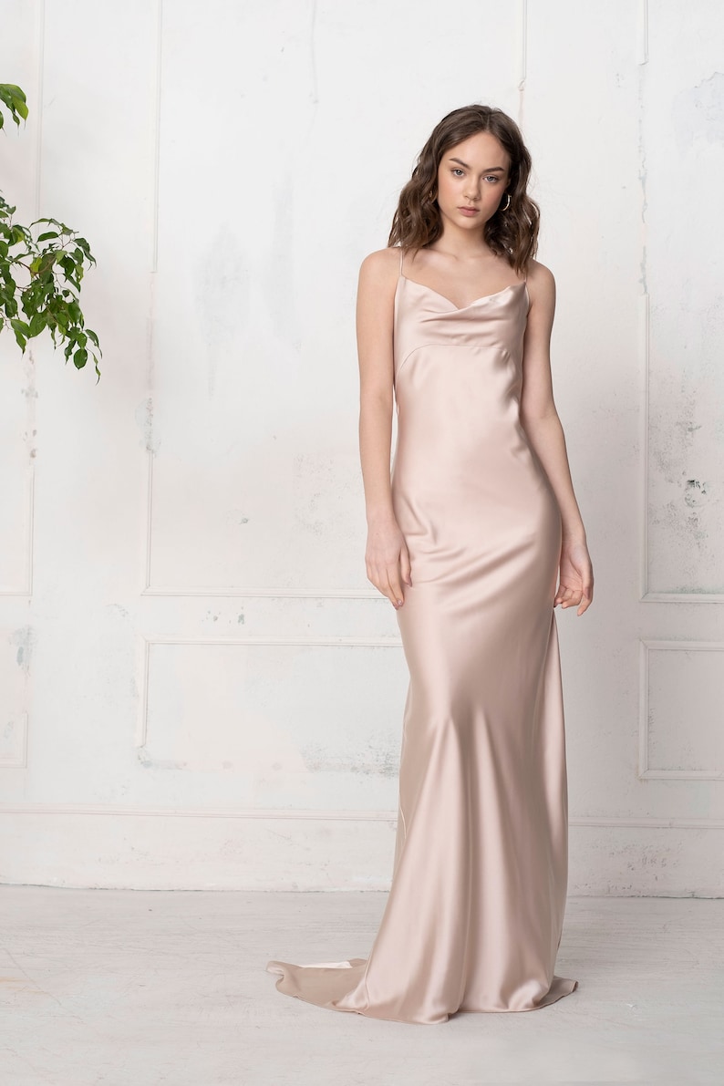 champagne slip dress long