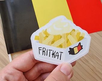 Sticker: Belgian fries / Fritkat / Cute sticker / Vinyl sticker