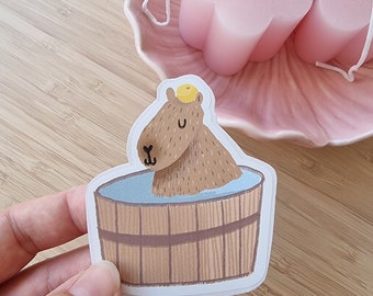 Sticker: Capybara in yuzu bath / Cute sticker / Kawaii sticker / Vinyl sticker