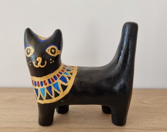 Hand-painted cute quirky cat figure / Egyptian cat / Cat art / Handmade
