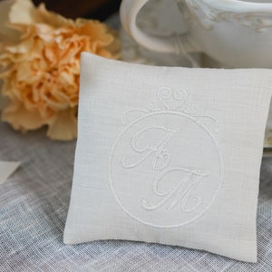 Sacchetto ricamato personalizzato, Puro Lino di Bellora 100%Italiano, Sacchetto, Matrimonio, Battesimo, Comunione, Cresima