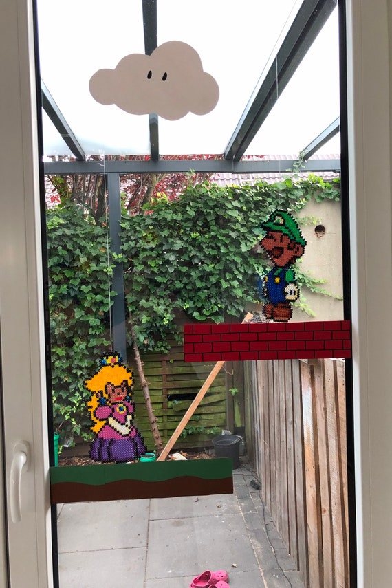 Large Nintendo Super Mario Figures Made of Iron-on Beads/window