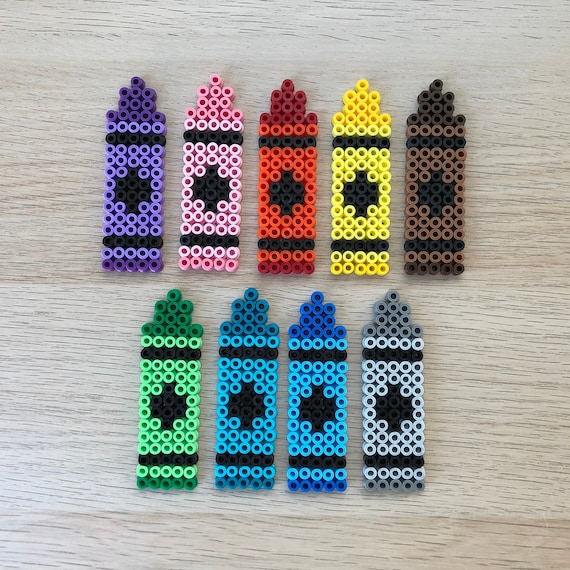 9 Wax Crayons Made of Fuse Beads 