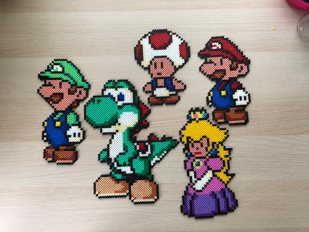 Large Nintendo Super Mario Figures Made of Iron-on Beads/window