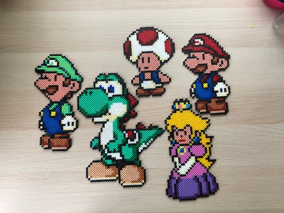 Large Nintendo Super Mario Figures Made of Iron-on Beads/window