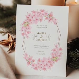 Kirschblüte Frühlingshochzeit druckbare Einladung, sofortiger Download, bearbeitbare Vorlage, japanische Hochzeit, bearbeitbare Einladung Sakura einladen