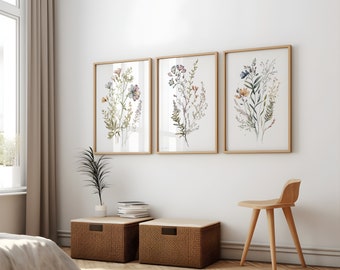 Wildflower Watercolor Print Set: Botanical Nature Decor (Digital Download)