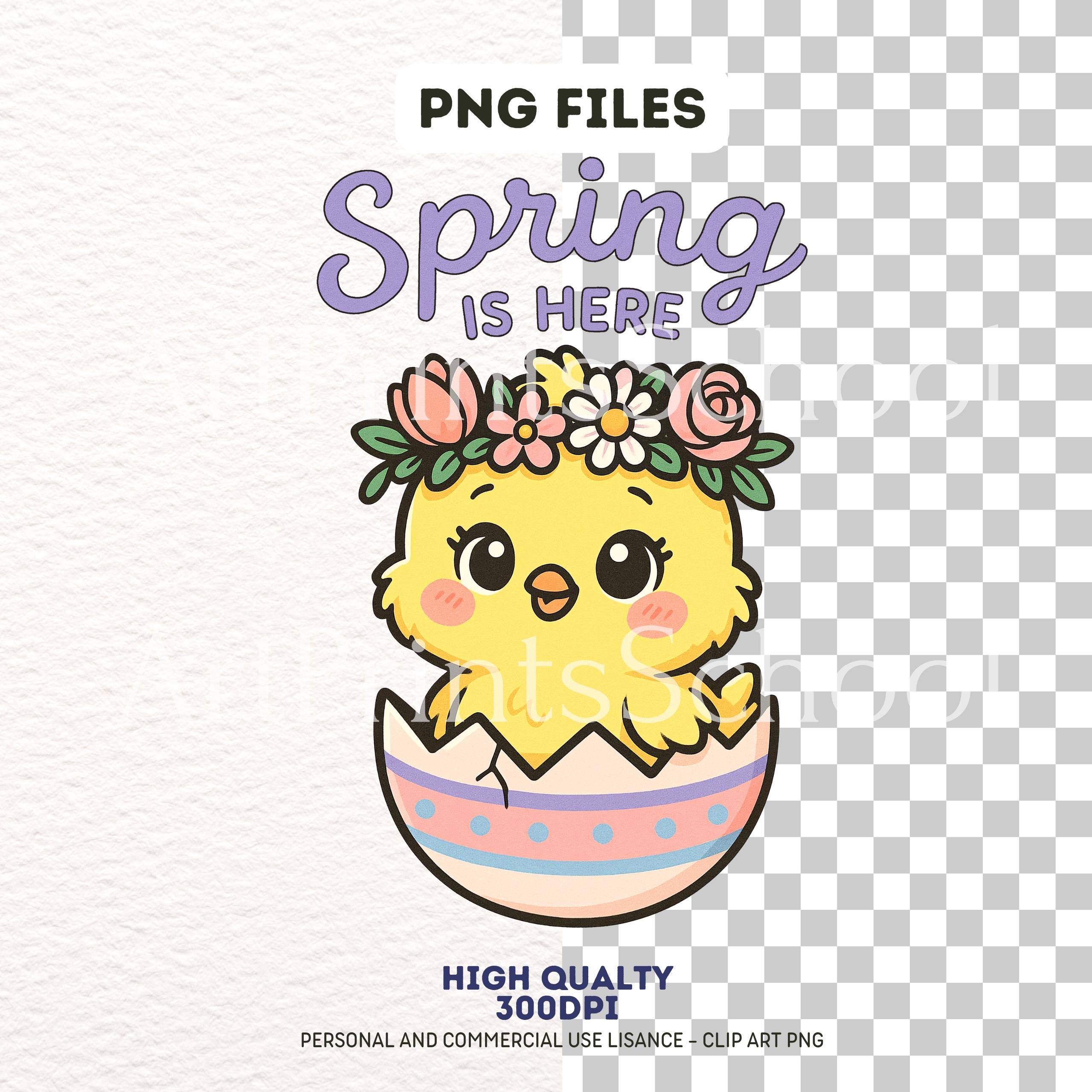イースターひよこ PNG: パステルカラーの花柄春デザイン (デジタル