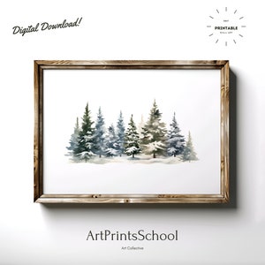 Christmas Tree Wall Art: Winter Pine Landscape (Digital Printable)
