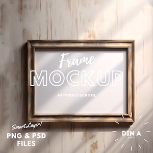 DIN A Horizontal Frame Mockup: Wood Frame PSD (Digital Download)