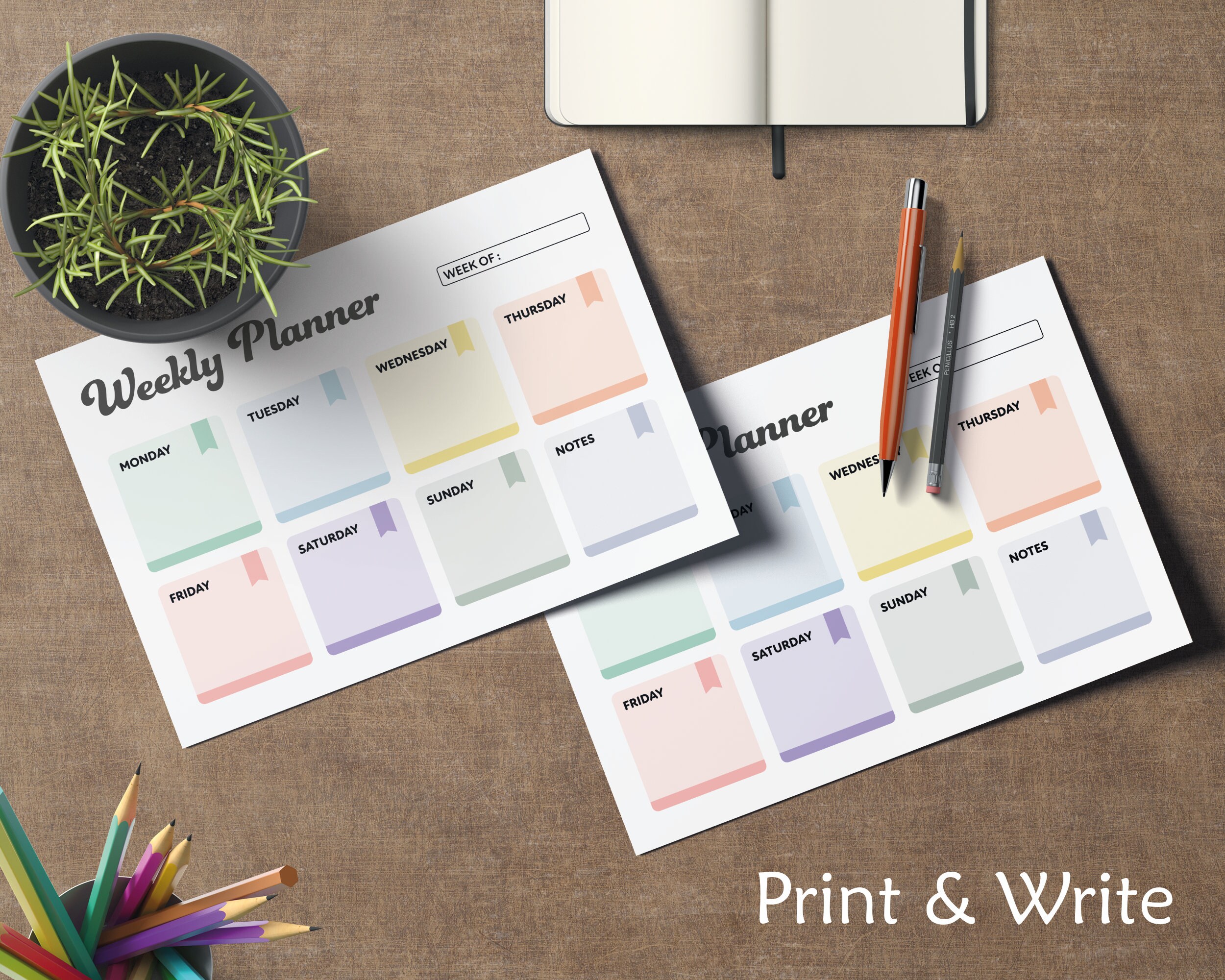 Editable Weekly Planner Printable: A4 A5 Letter Sizes (PDF) - Etsy