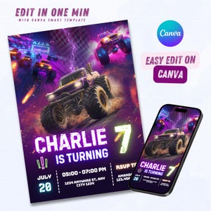 Monster Truck Birthday Invitation: Editable Party Invite (Digital Download)