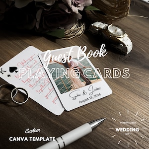 Custom bruiloft-gastenboek, canva bruiloft-gastenboek, uniek gastenboek, minimalistische bruiloft, aangepaste speelkaarten, teken ons gastenboek, bewerkbaar